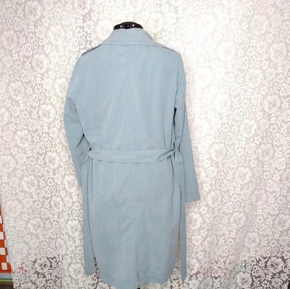 Vero Moda 3/4 length lightweight lined Coat light blue belted waist size L NWOT - Picture 10 of 12